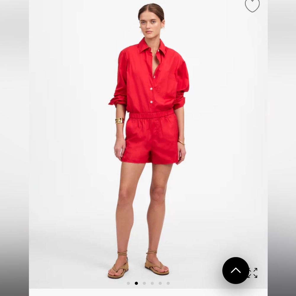 Red Button-Up Shirt and Shorts Set